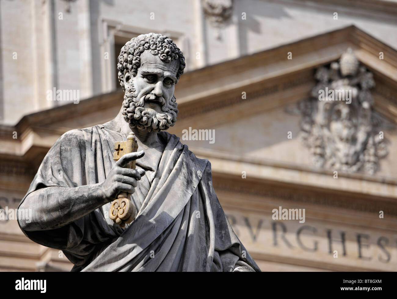 Statue St Peter in front of St Peter's Basilica, Vatican City, Rome ...