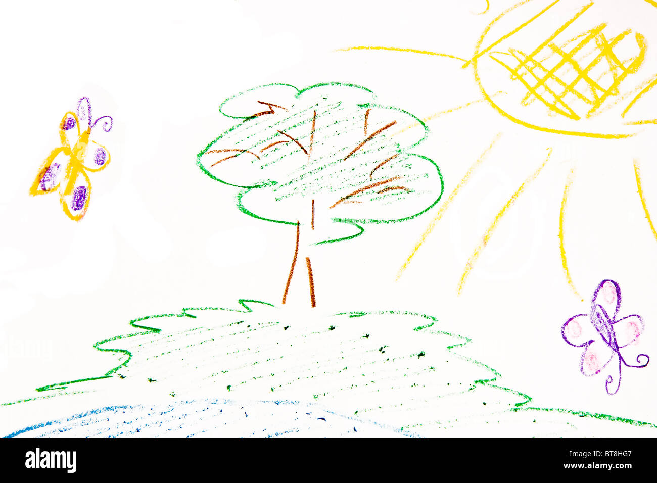 Children's drawing on a paper clean sheet Stock Photo Alamy