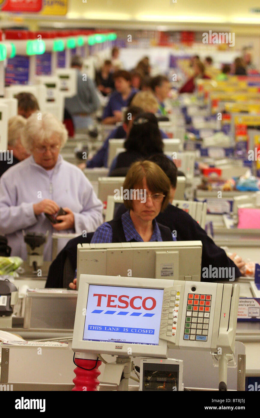 Check out at Tesco Supermarket. Picture by James Boardman Stock Photo Alamy