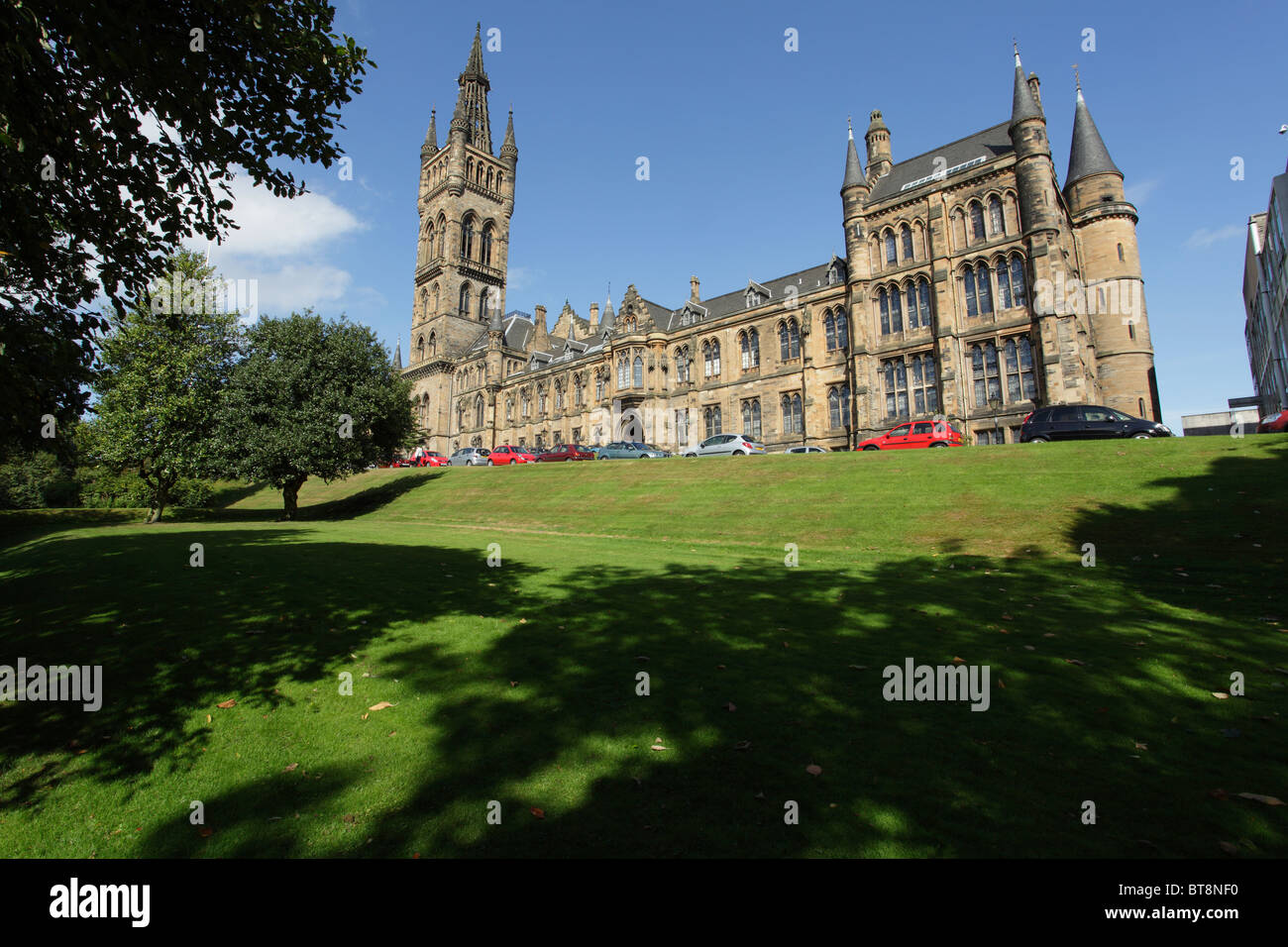 University of Glasgow main building south facade on the Gilmorehill