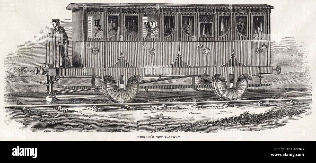 Nickel's new railway worked by compressed air engraving dated 6th December 1845 Stock Photo