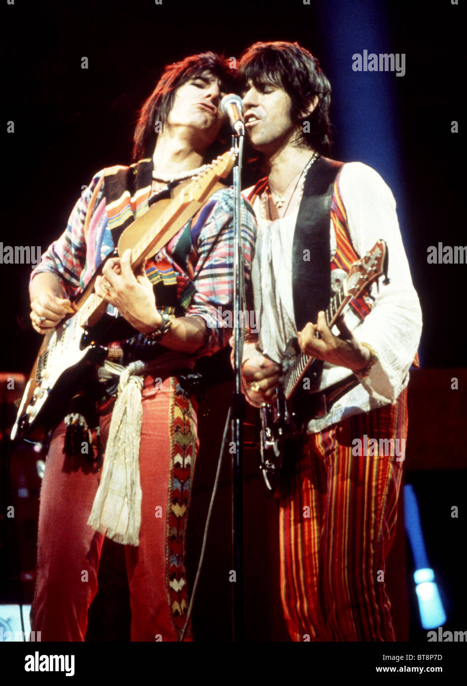 ROLLING STONES Keith Richards at right with Ron Wood about