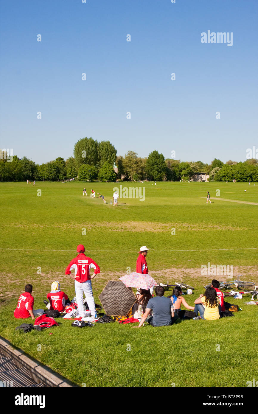 Cricket in Regent's Park, London in May 2010 Stock Photo