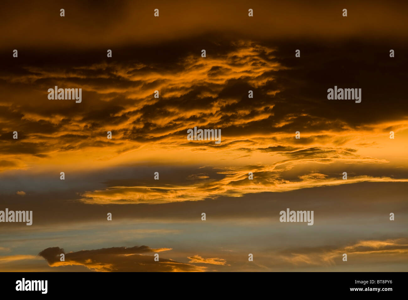 Golden sunset clouds background Stock Photo - Alamy