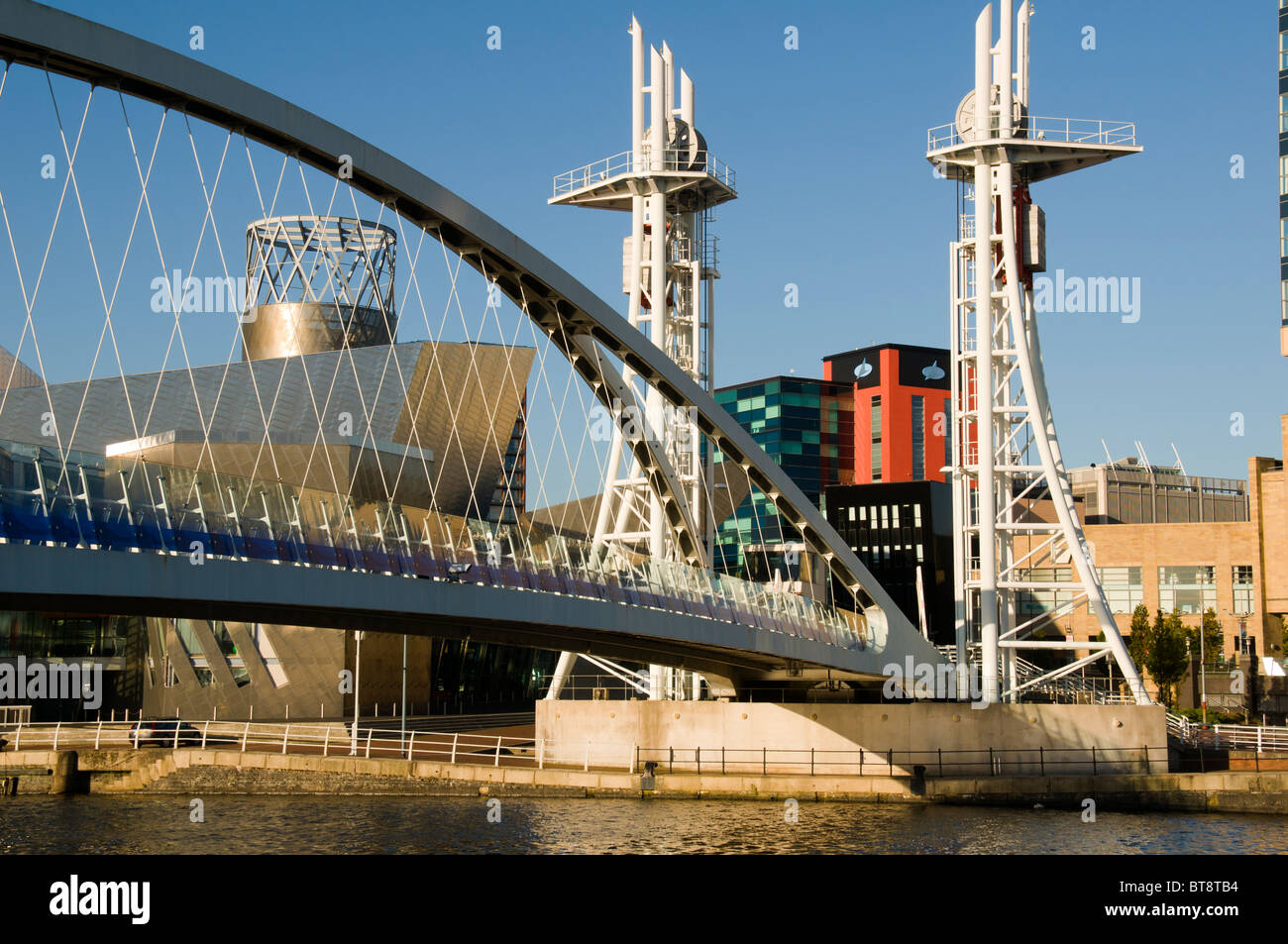 The Millennium (Lowry) footbridge at Salford Quays, Manchester, England, UK Stock Photo