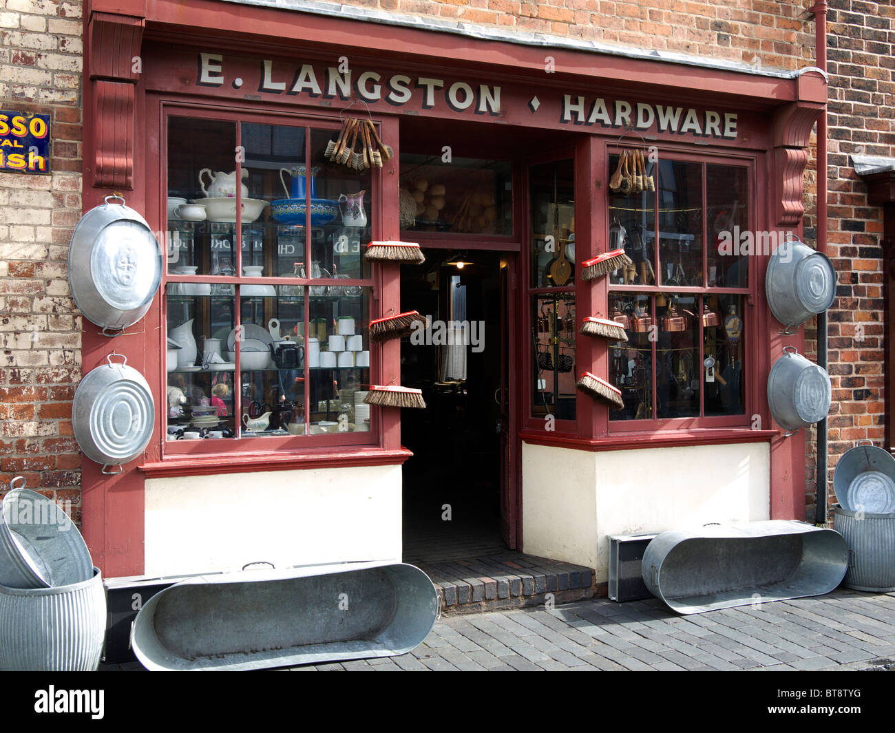 Frontage of an old fashioned hardware store at the black country living museum Dudley West Midlands UK Stock Photo