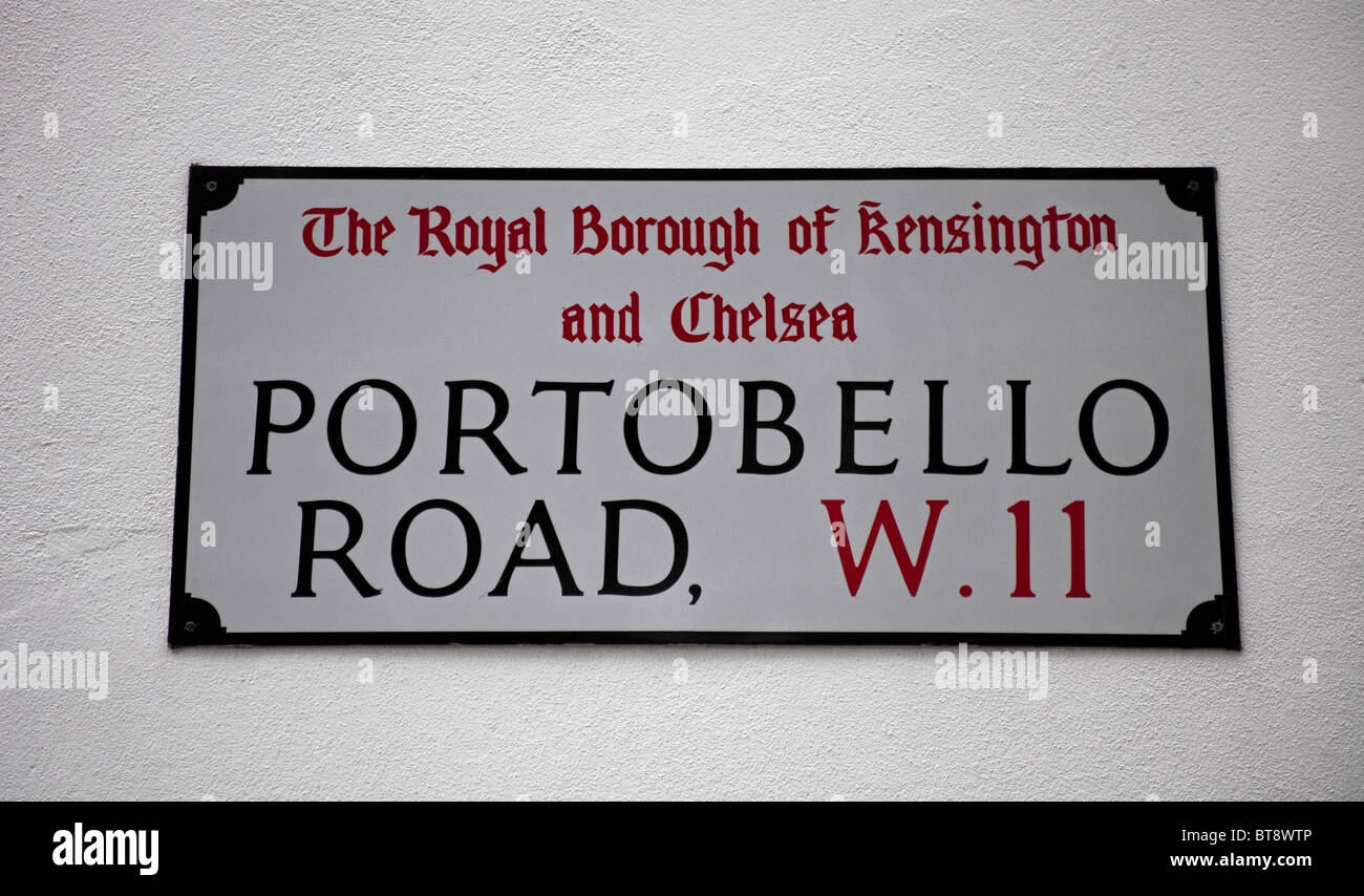 Portobello Road, street sign, London, Kensington England, UK, Europe Stock Photo