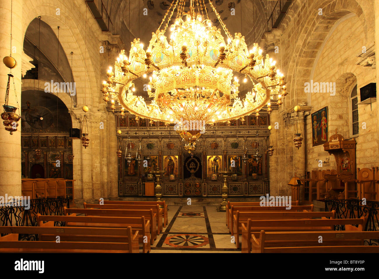 Interior of the Church of Saint George a major shrine built in 1870 for the 4th century Christian martyr Saint George in the old city of Lod Israel Stock Photo