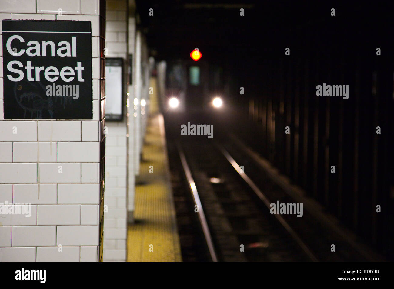 Canal Street Subway Station Platform, Manhattan, New York City Stock Photo