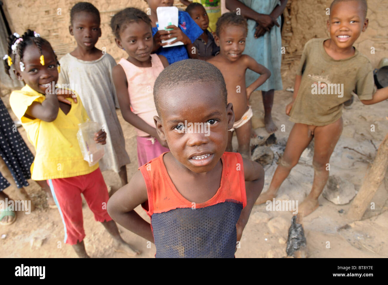 Group of 6-10 year old Haitian children Stock Photo