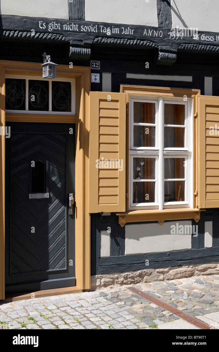 Fachwerkhaus gebaut 1597, Wernigerode, Deutschland. - Half-timbered house built in 1597, Wernigerode, Germany. Stock Photo