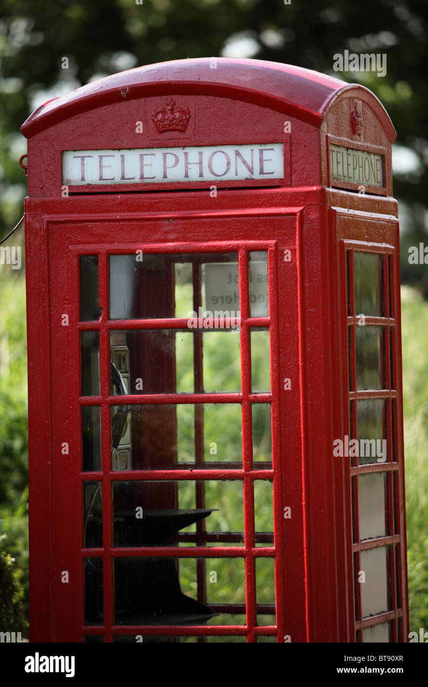 telephone box in countryside near Montrose scotland Stock Photo