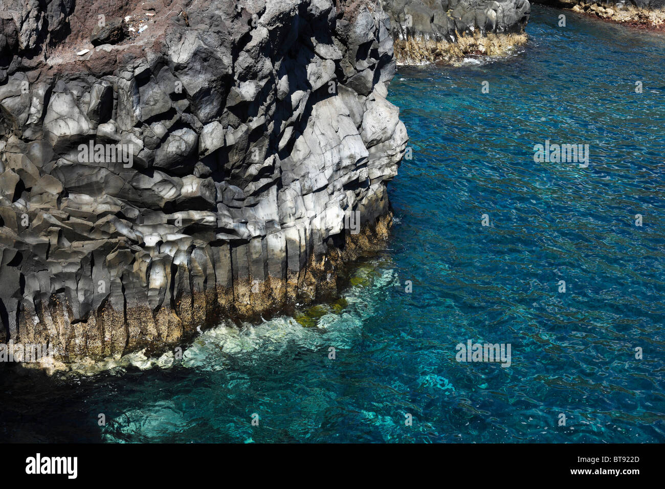Basalt-rocks at Charco Verde, 'Paisaje protegido del Remo' Nature Reserve, La Palma, Canary Islands, Spain, Europe Stock Photo