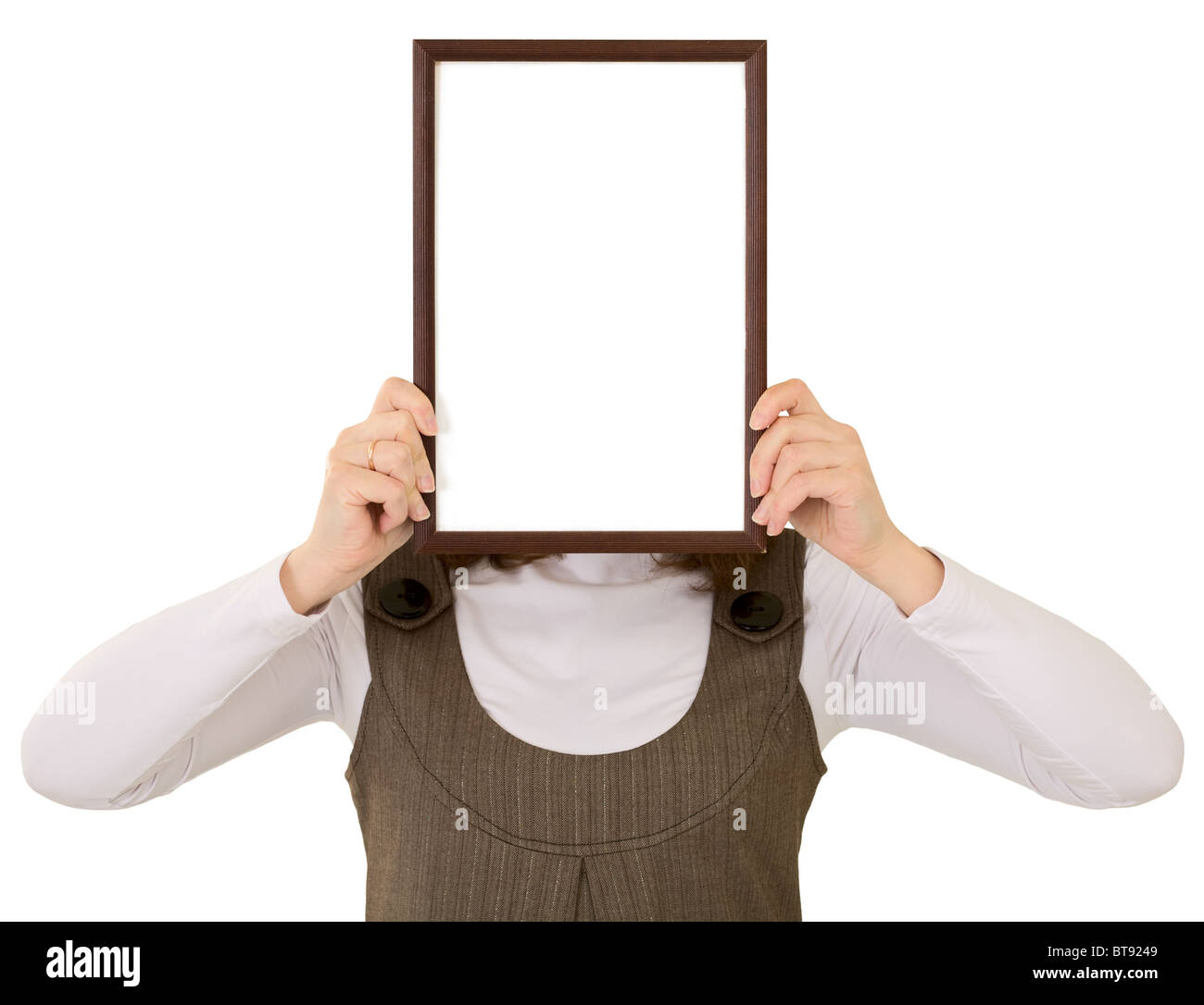 The woman with frame instead of face Stock Photo - Alamy