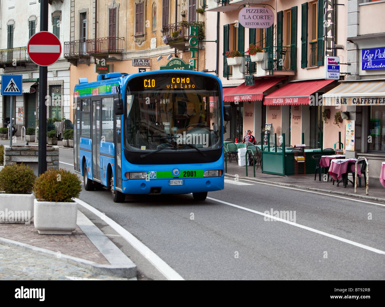 local bus service passing through Argegno.Lake Como Italy Stock Photo -  Alamy