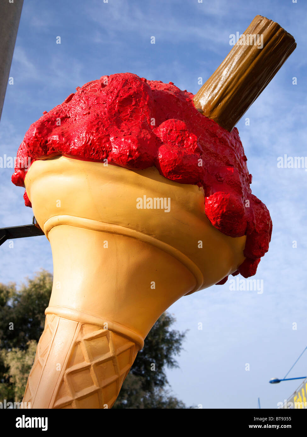 Large plastic ice cream on a wall outside the shop Ayia Napa Cyprus