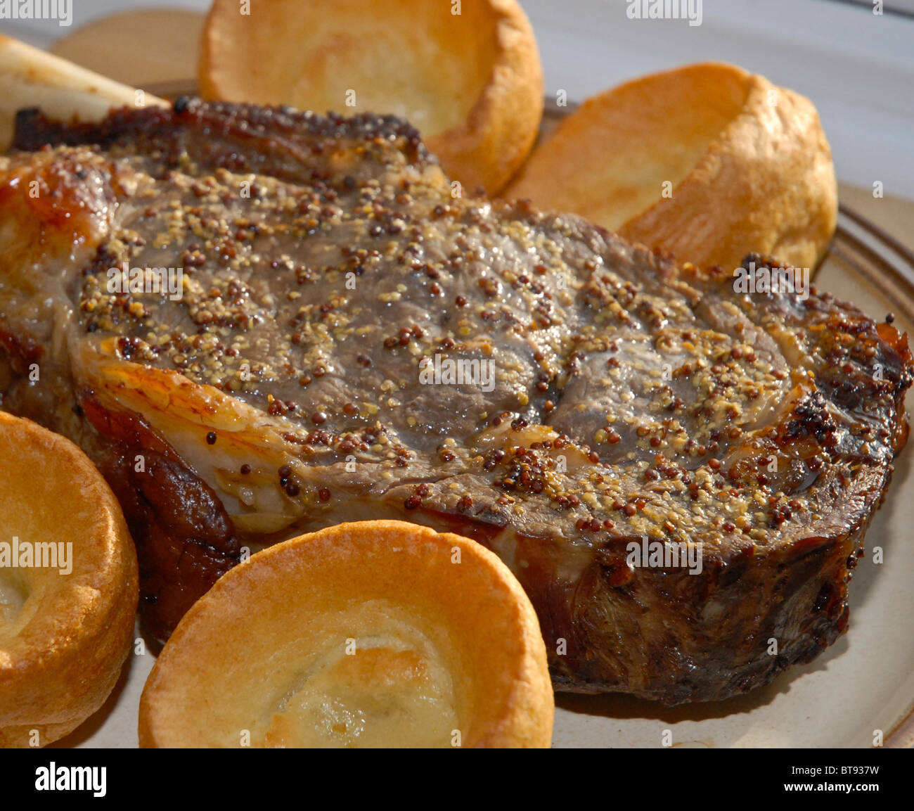 This is rib of beef on the bone a prime cut of beef in the UK Stock Photo