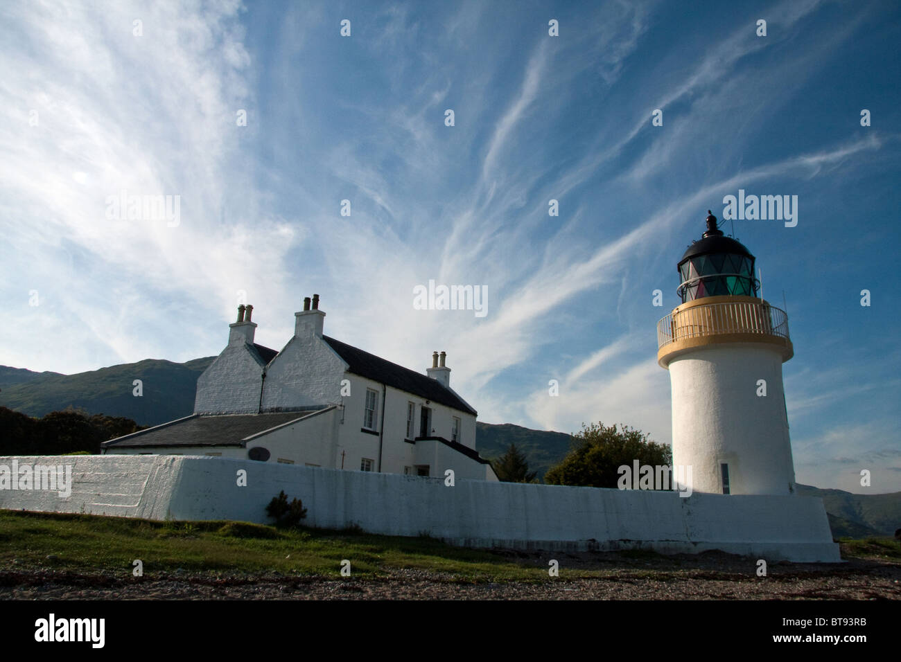 Loch Linnhe lighthouse in the Highlands of Scotland Stock Photo
