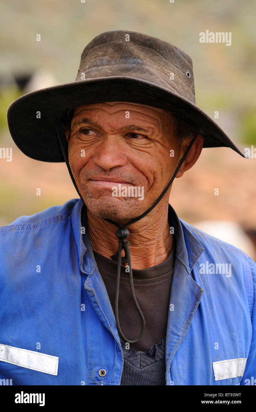 Portrait of Nama goat herder from Koeboes, Richtersveld, South Africa Stock Photo