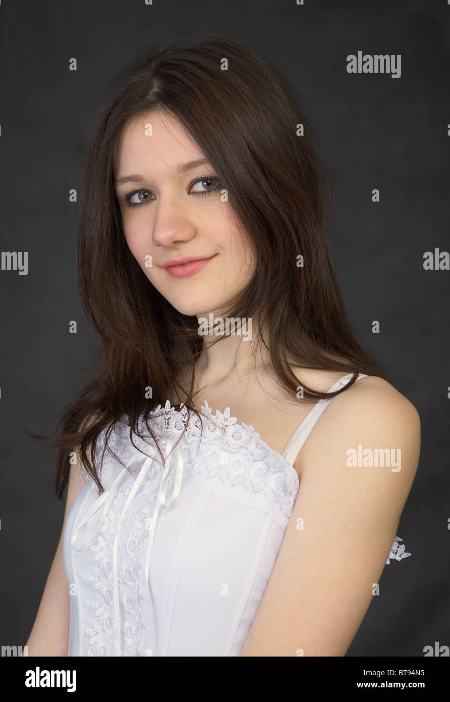 Portrait of the girl on a black background Stock Photo - Alamy