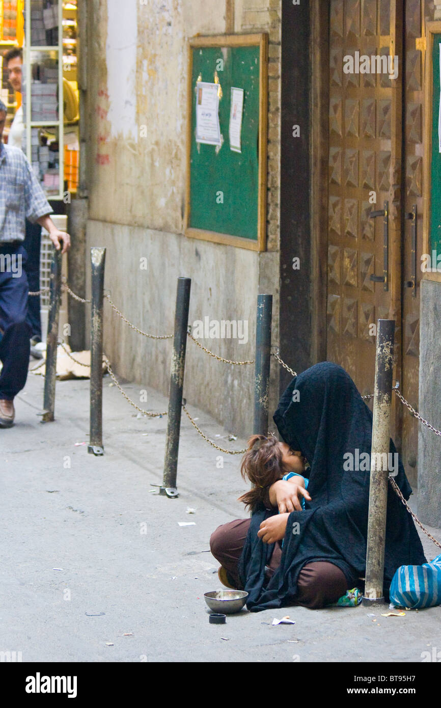 Homeless Muslim Woman in Tehran Iran Stock Photo