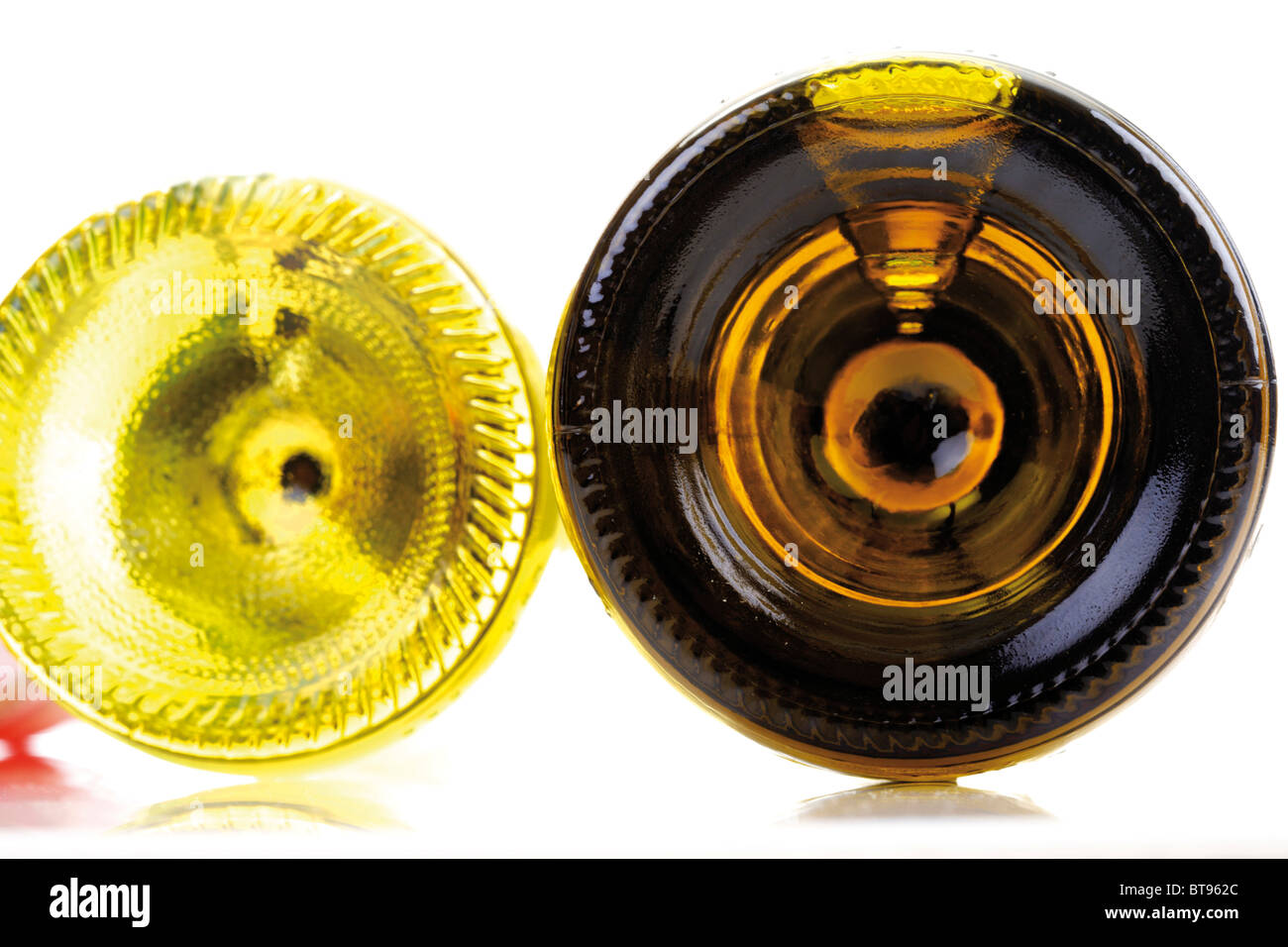 Bottles of wine, glass bottom Stock Photo Alamy