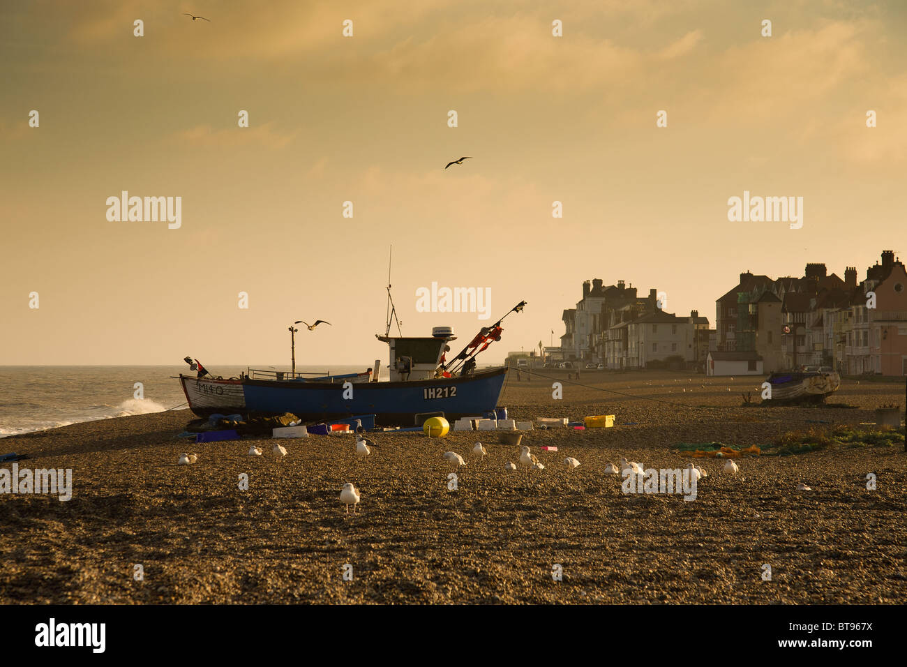 Aldeburgh beach at Sunset Stock Photo