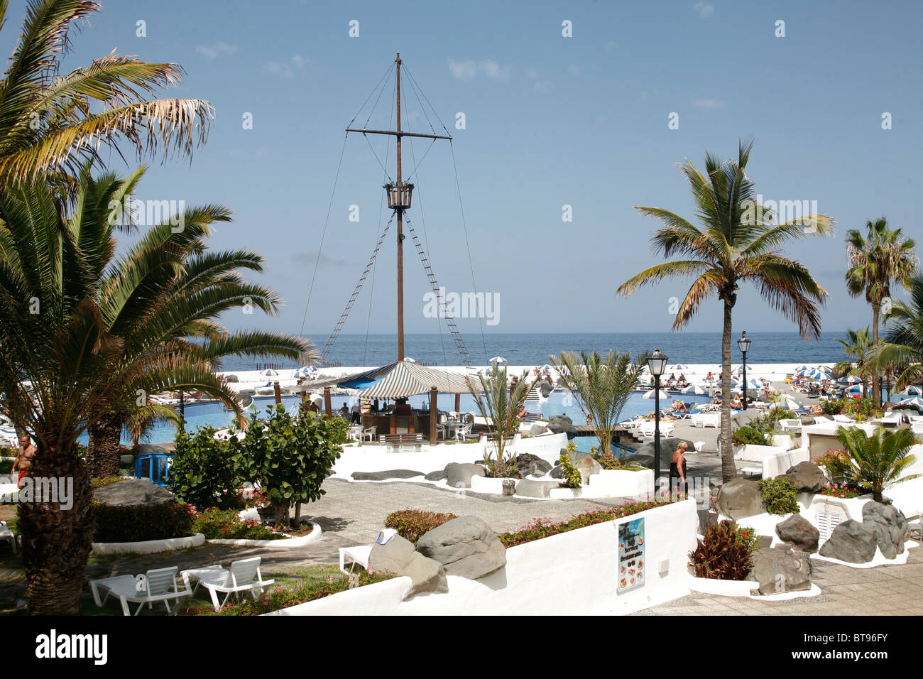 Artificial swimming pool on the Atlantic coast, Puerto Cruz, Tenerife, Canary Islands, Spain, Europe Stock Photo