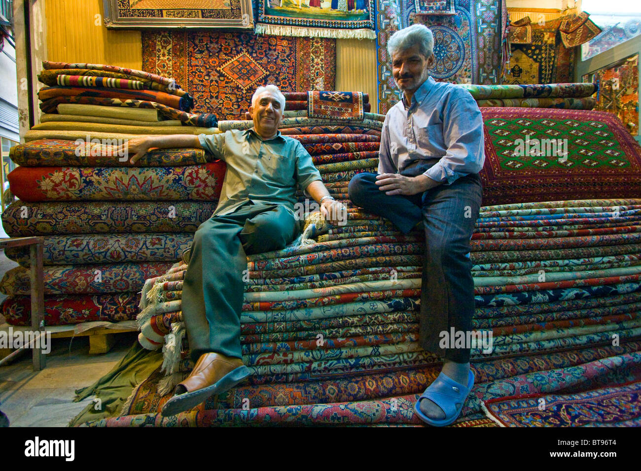 Carpet Shop, Tehran Bazaar, in Tehran Iran Stock Photo