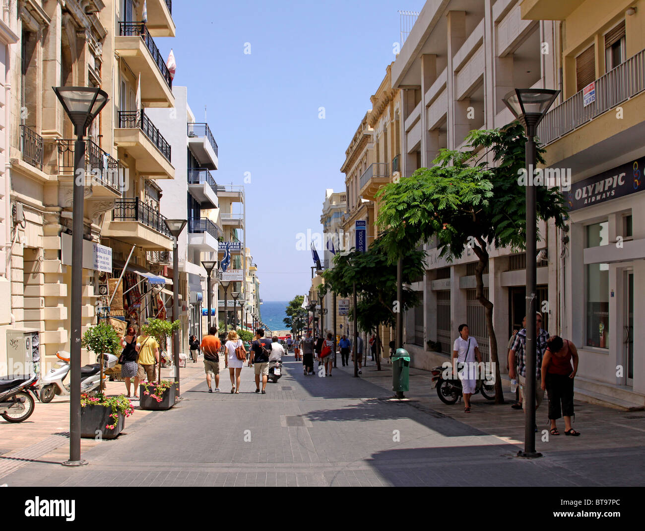 Main street, Heraklion or Iraklion, Crete, Greece, Europe Stock Photo