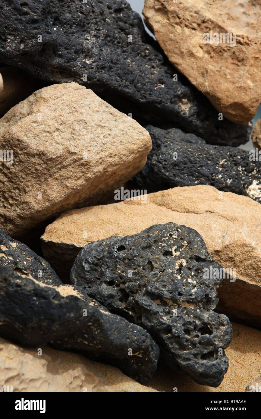Different rocks in dry wall Stock Photo Alamy