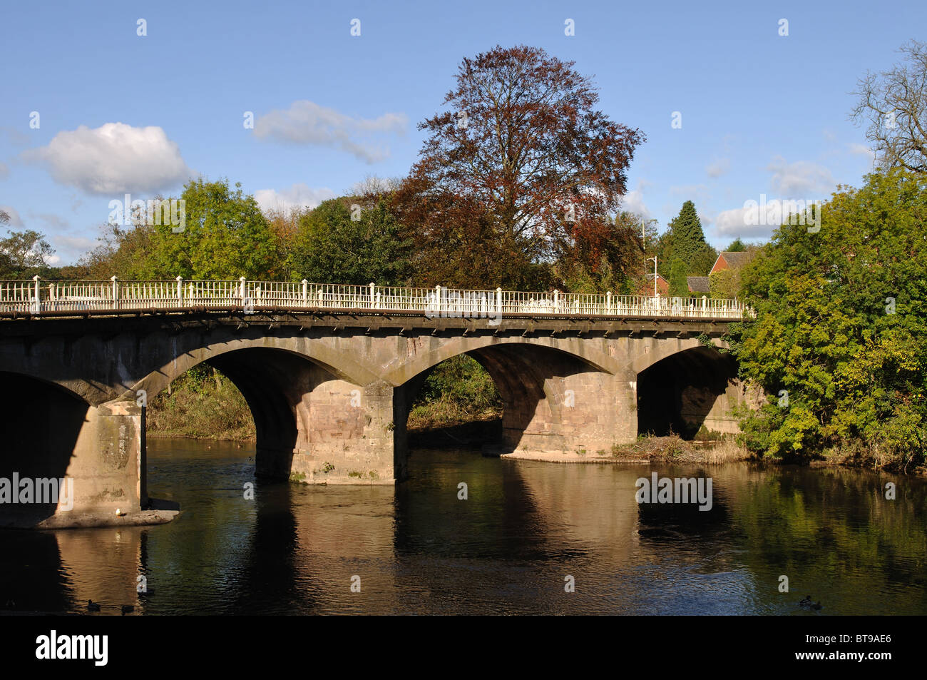 River Teme and bridge, Tenbury Wells, Worcestershire, England, UK Stock