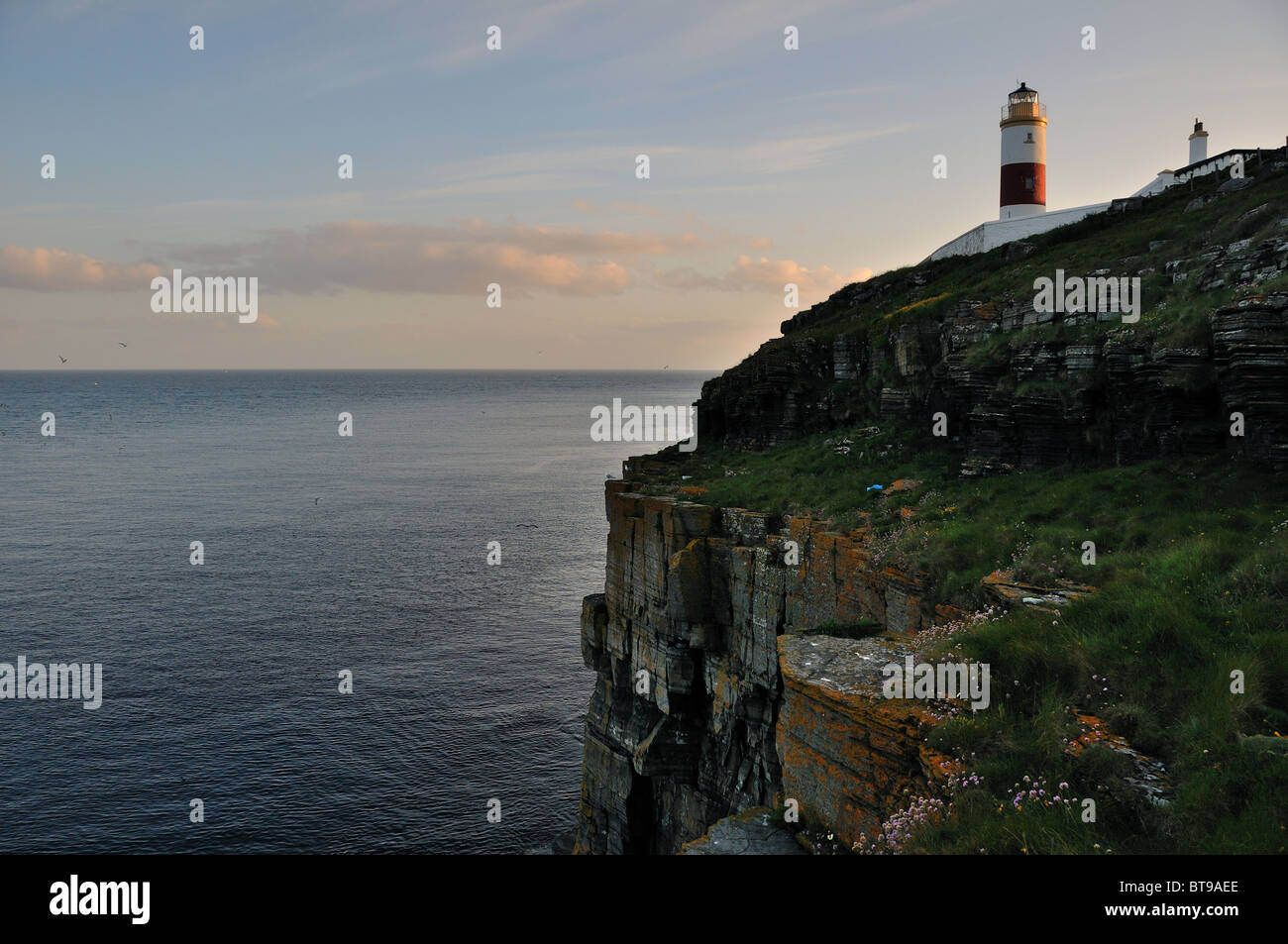 Clyth Ness lighthouse (near Lybster), Caithness, Scotland Stock Photo