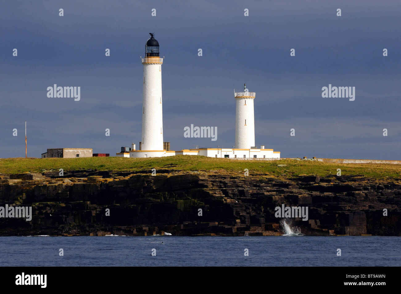 Pentland Skerries lighthouse, the Pentland Firth, Scotland Stock Photo