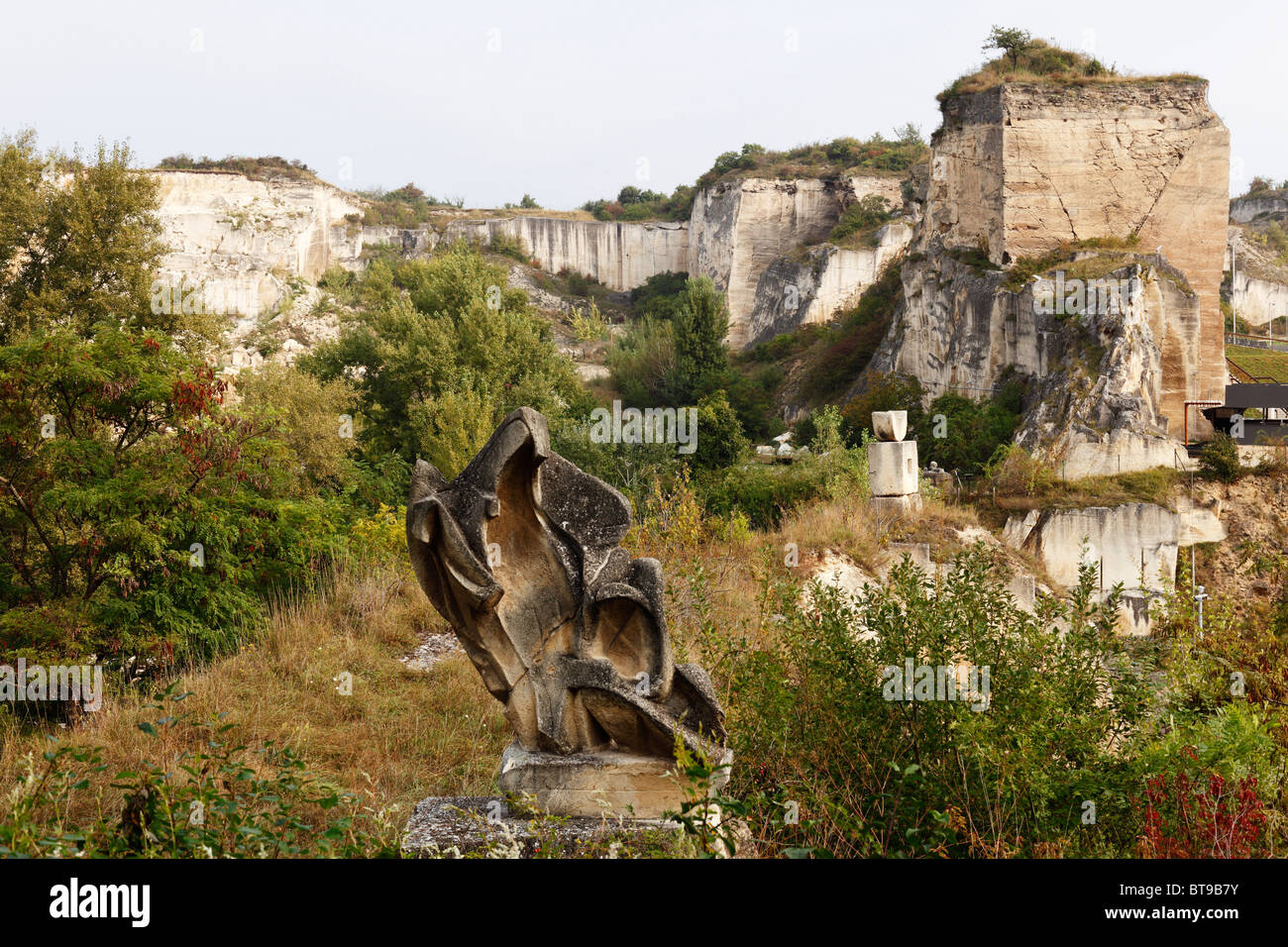 Stone sculpture in the Roman quarry, a quarry in St. Margarethen, Burgenland, Austria, Europe Stock Photo