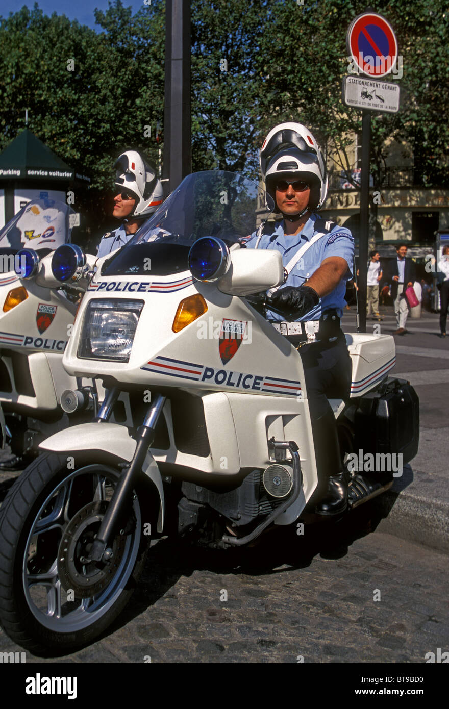 motorcycle police, policeman, National Police, Place de la Bastille, city  of Paris, Paris, Ile-de-France, France, Europe Stock Photo - Alamy
