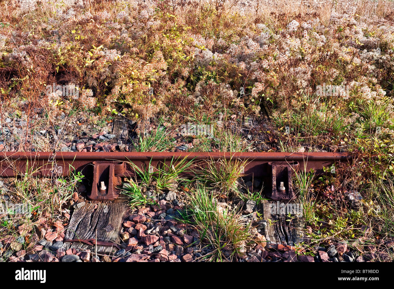 Detail of disused railway track - France. Stock Photo