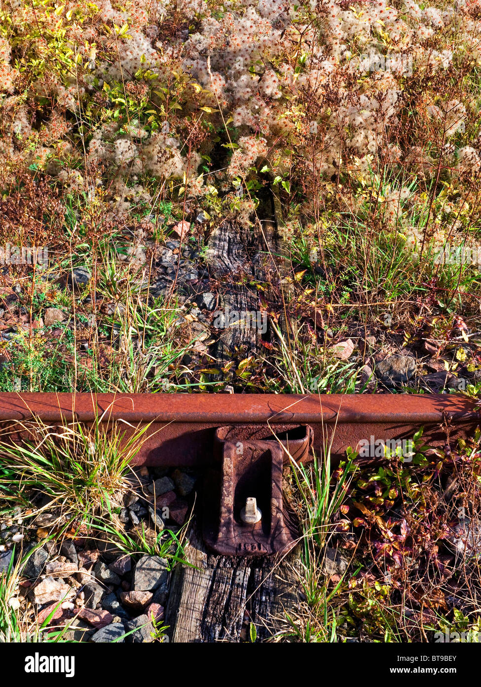 Detail of disused railway track - France. Stock Photo