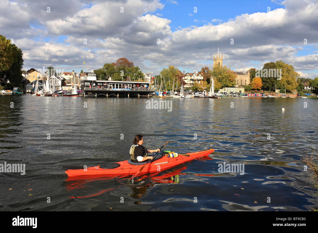 Kayaking at Hampton Sailing Club on the River Thames at Hampton