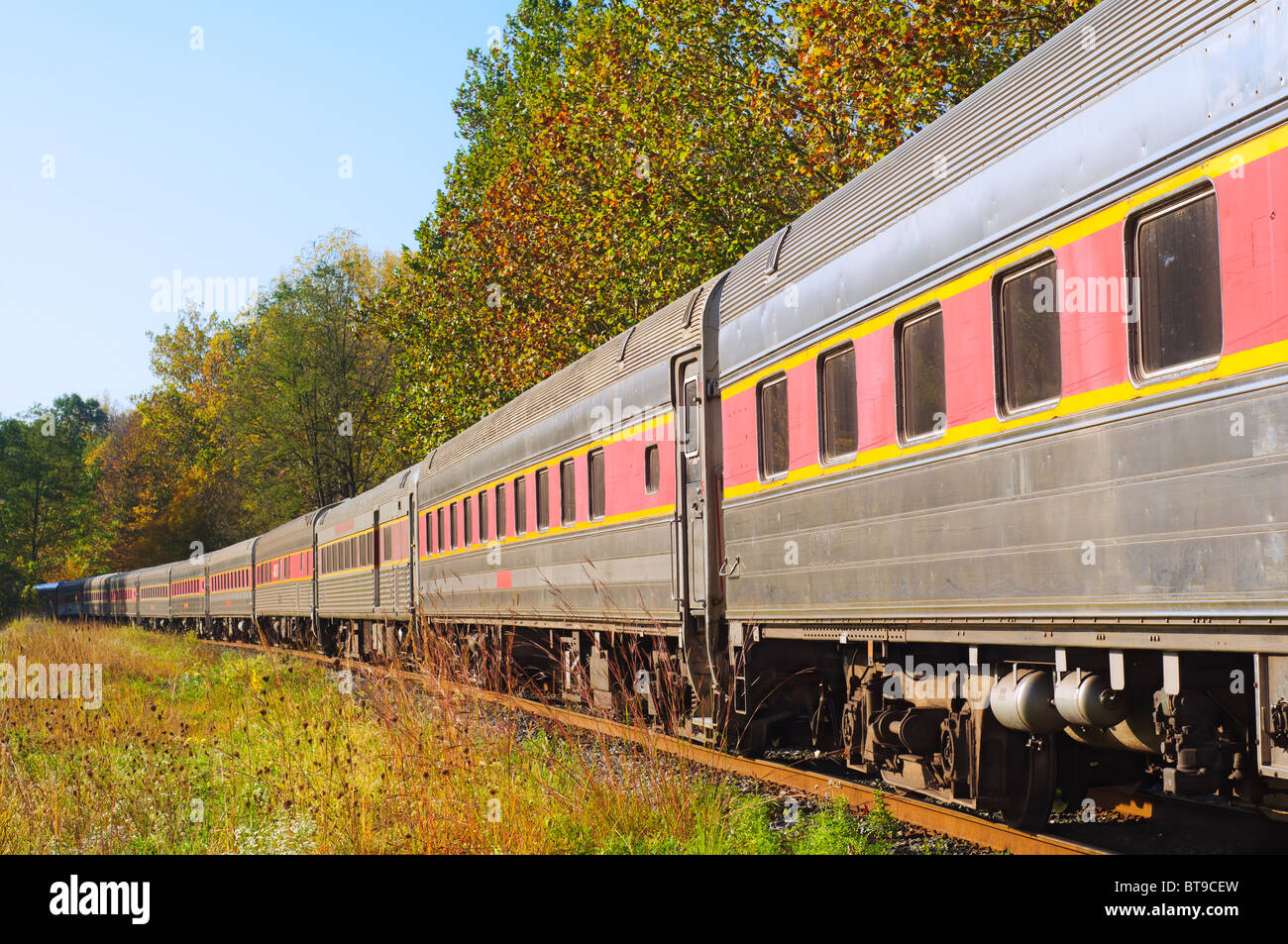 A vintage passenger excursion train in a rural setting Stock Photo Alamy