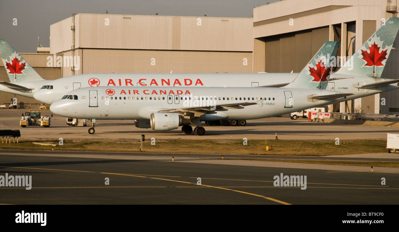 Two Air Canada planes at the Pearson International Airport, Toronto, Ontario, Canada Stock Photo