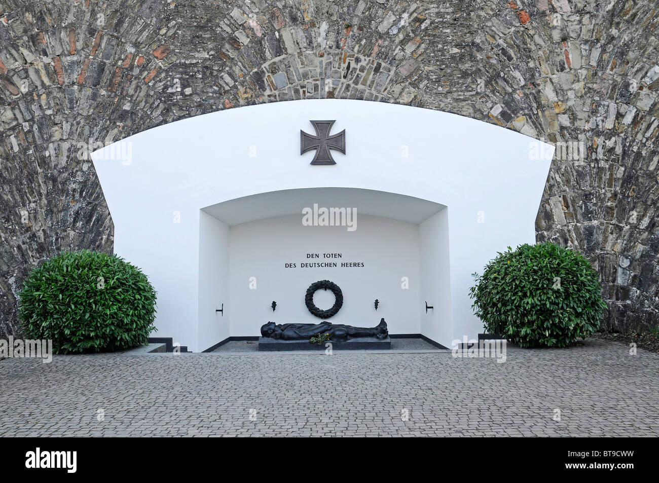 Iron Cross, symbol, war decorations, medals, casualties of the Army, War Memorial, Ehrenbreitstein Fortress, Koblenz Stock Photo