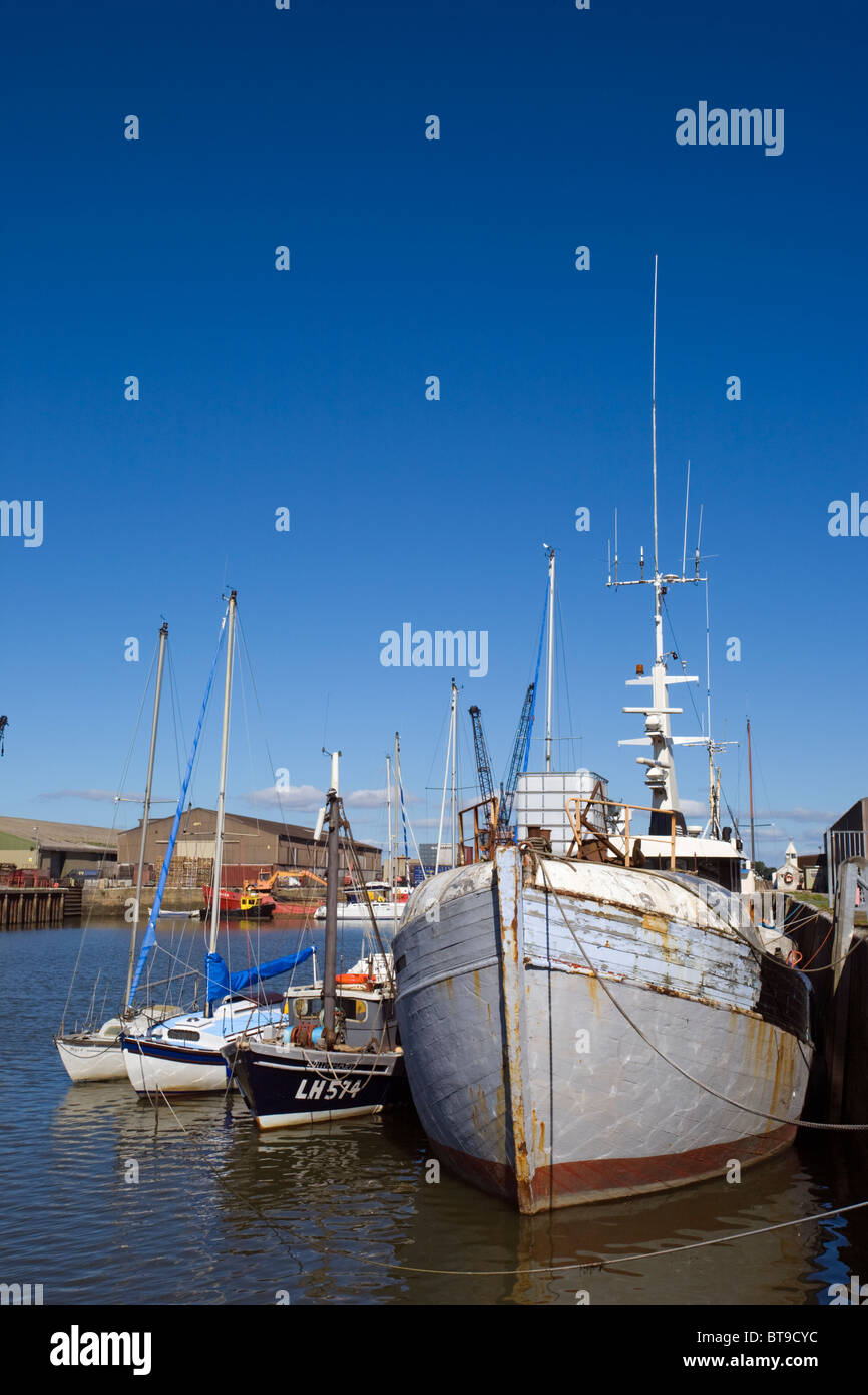 Moored boats at Glasson Dock near Lancaster Stock Photo - Alamy