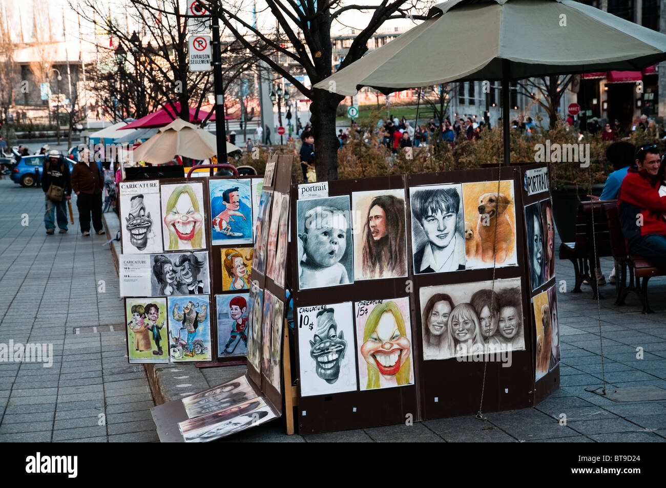 A street artist's stand in old Montreal, Canada Stock Photo Alamy