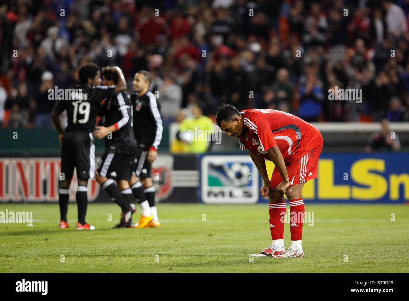 Tyrone Marshall of Toronto FC reacts after DC United scored a goal during a Major League Soccer match April 5, 2008. Stock Photo