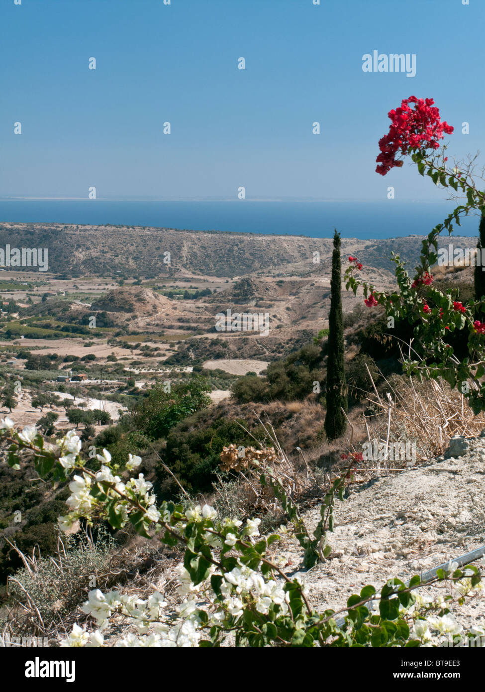 View of Episkopi bay and Akrotiri peninsula from Pissouri, Cyprus Stock Photo