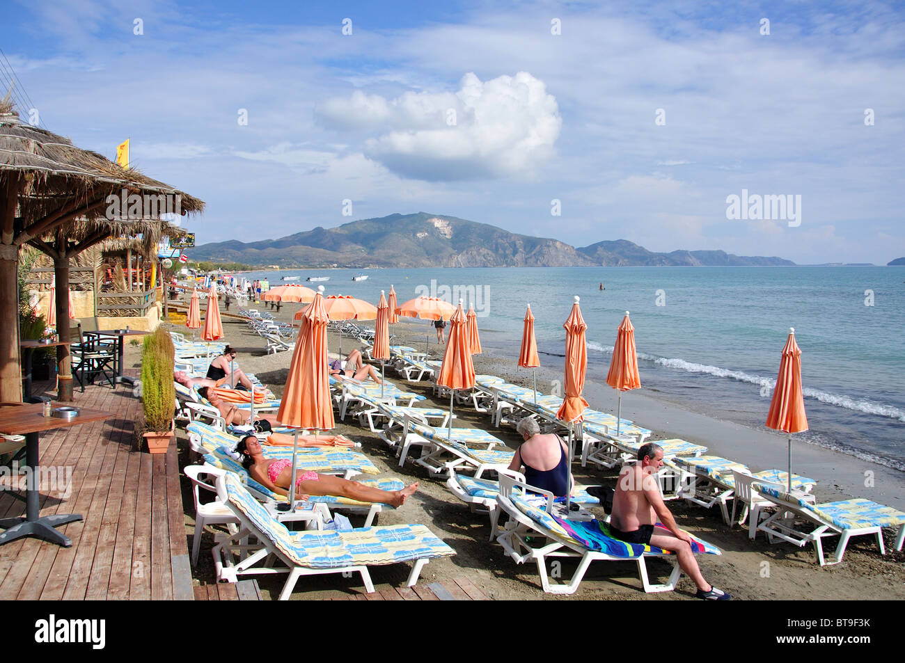 Beach cafe, Laganas Beach, Laganas, Zakynthos (Zante), Ionian Islands, Greece Stock Photo