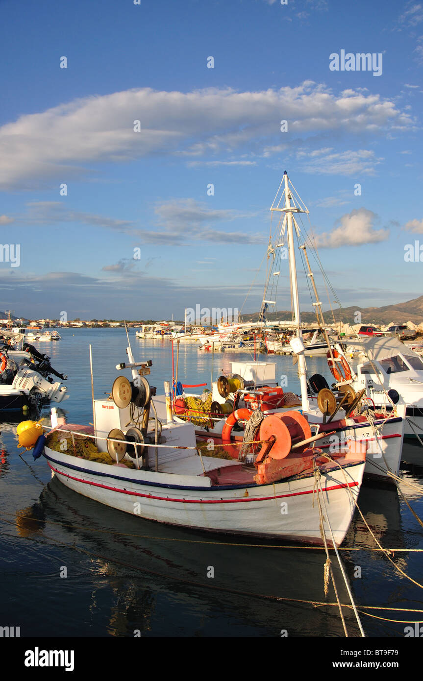 Agios Sostis harbour at sunset, Zakynthos (Zante), Ionian Islands, Greece Stock Photo