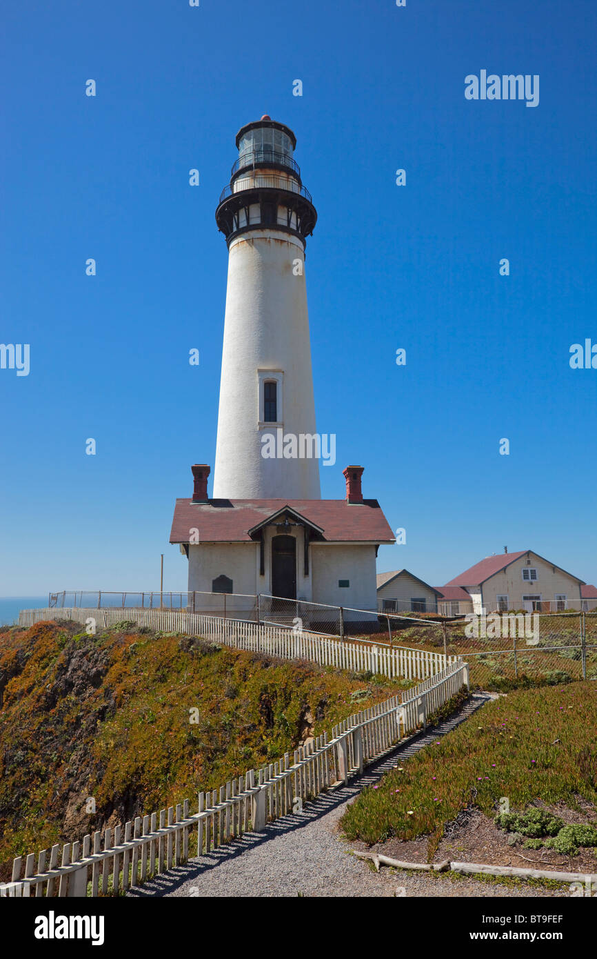 Pigeon Point Light Station or Pigeon Point Lighthouse, Highway 1, California, USA, Pacific Ocean Stock Photo