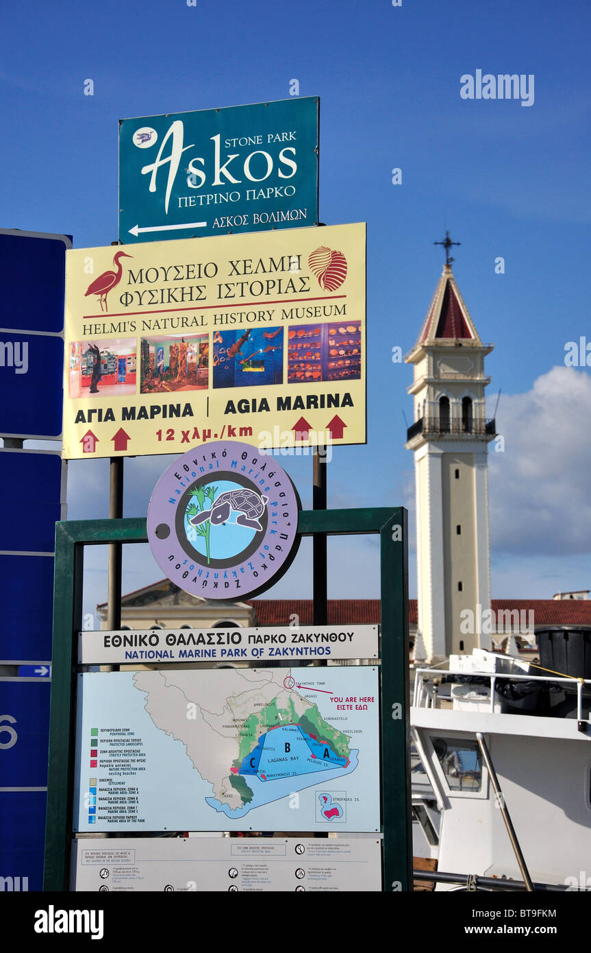 Harbour view showing Bell Tower and Marine Park sign
